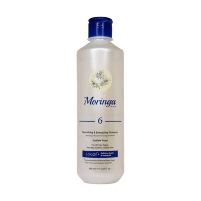 شامپو مغذی و انرژی بخش 6 مورینگا امو مناسب انواع مو به‌ ویژه کراتینه