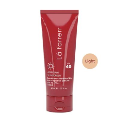 کرم ضد آفتاب رنگی SPF40 پوست چرب لافارر ضد لک 40 میلی لیتر رنگ روشن
