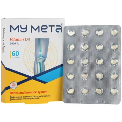 قرص ویتامین د3 2000 مای متا بسته 60 عددی